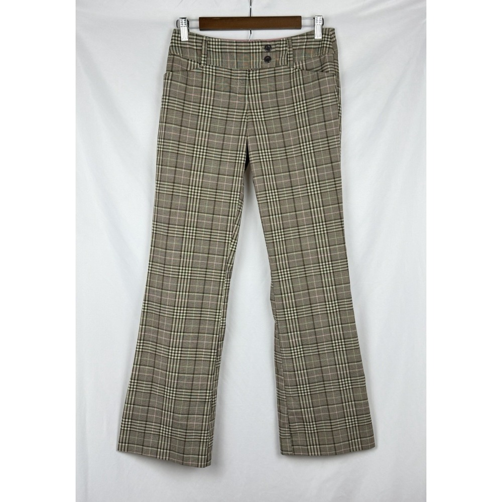 No Boundaries Vintage Plaid Flare Pants Juniors 5 Brown Green 90s Y2K Low Rise